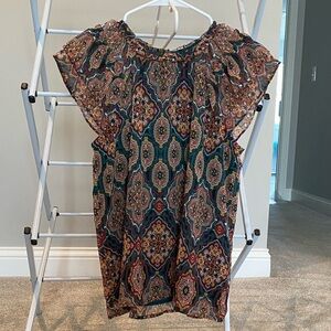 LOFT Teal and Multicolor Blouse